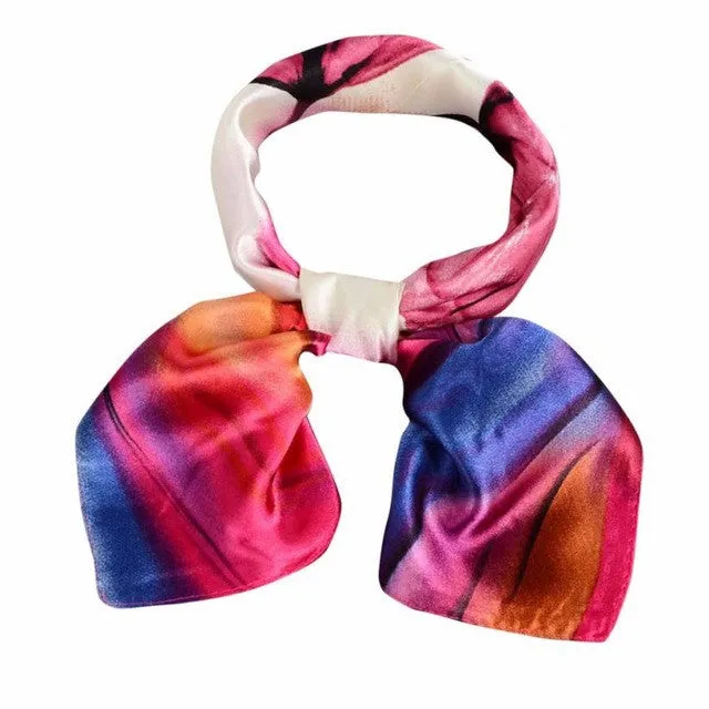 20 Colors  OL Lady Scarf Square Scarf Satin 60cm*60cm Women Fashion Print Office Ladies Scarves handkerchief Female #1201 SM6