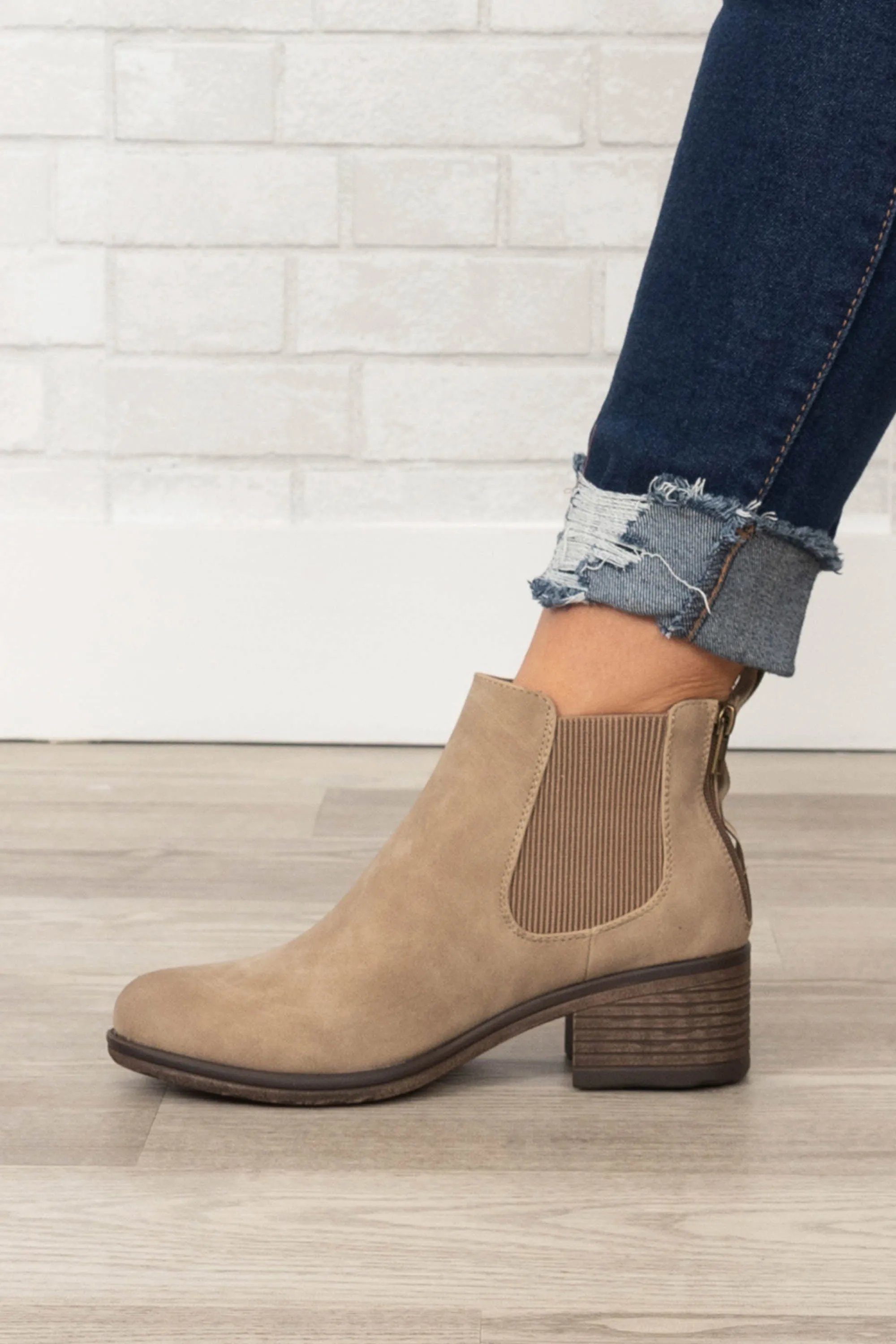 A Midnight Walk Booties, Taupe