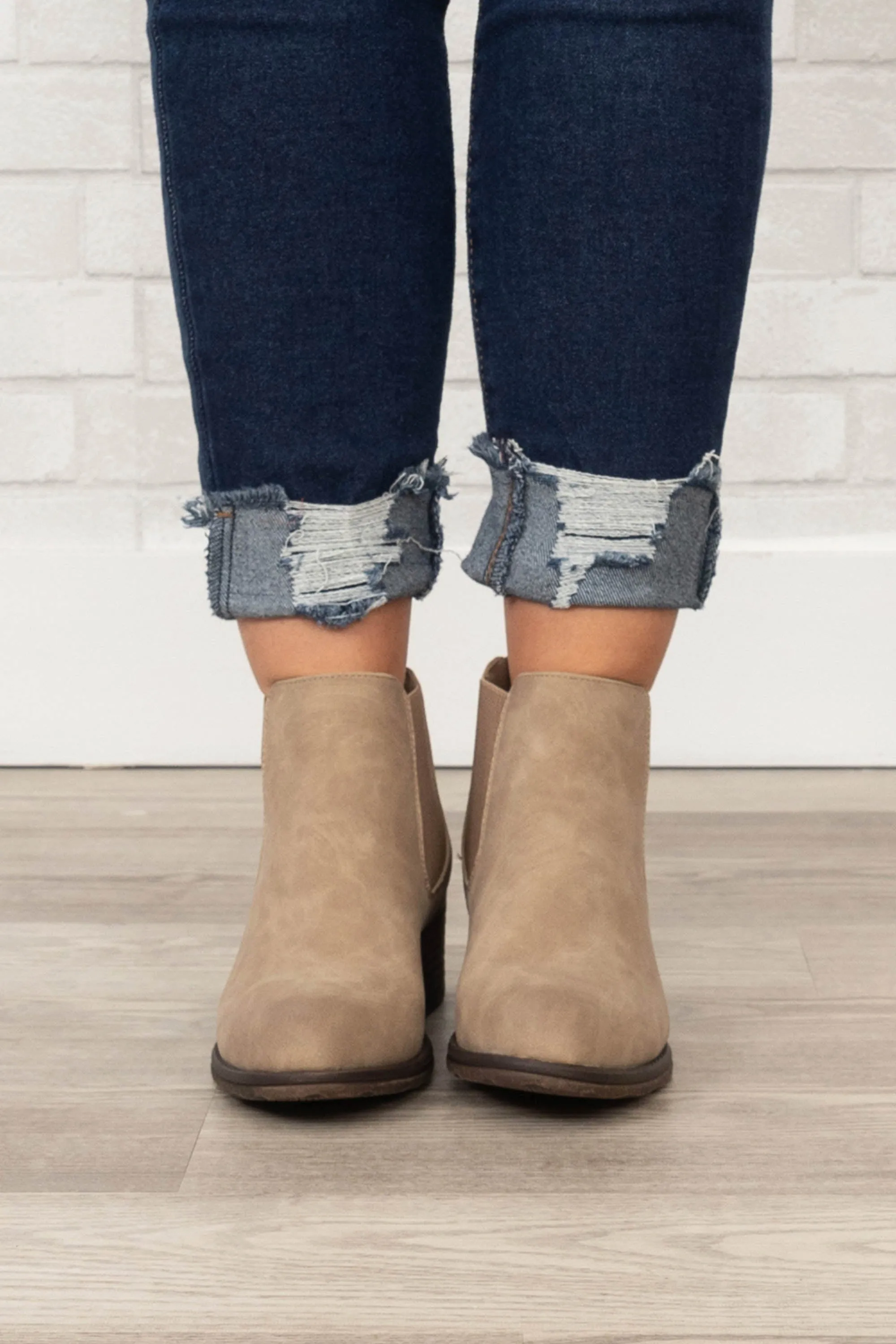 A Midnight Walk Booties, Taupe