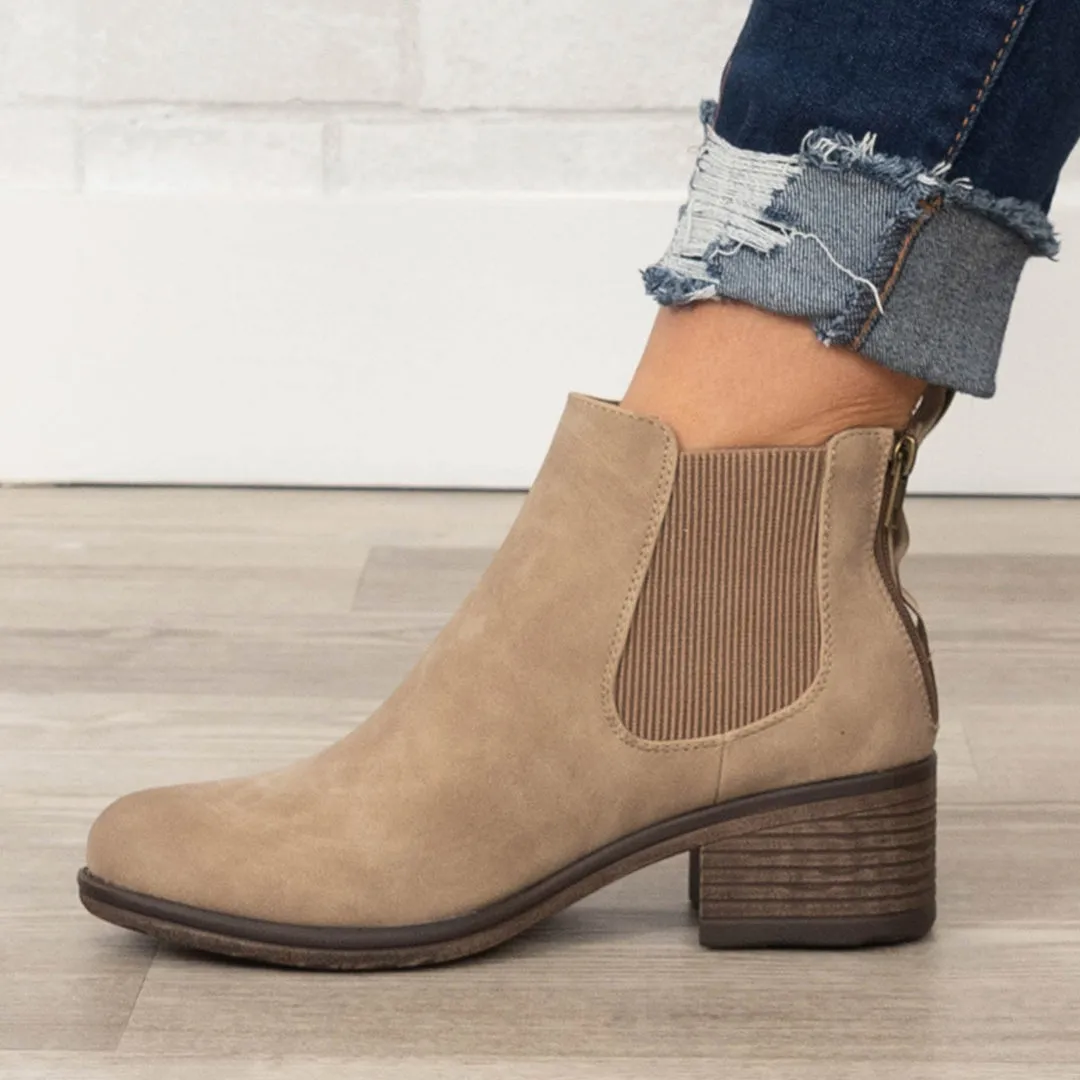 A Midnight Walk Booties, Taupe