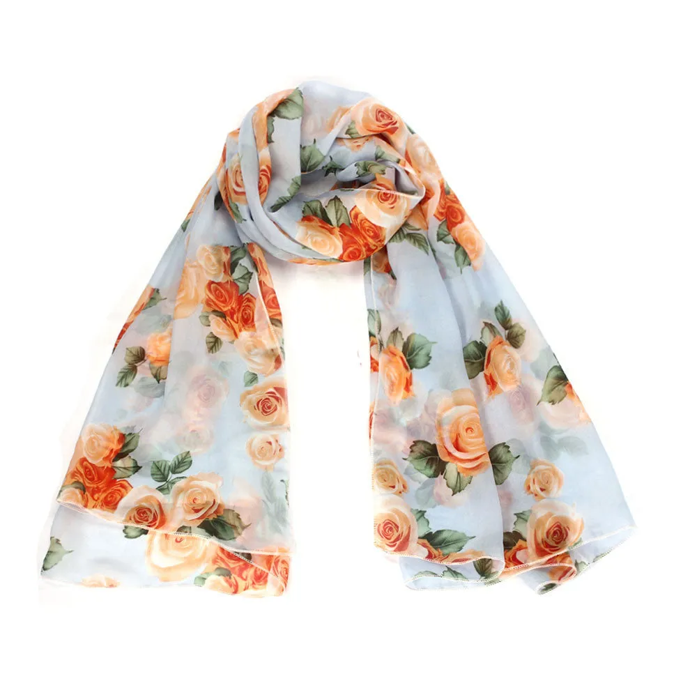 Amazing Collocation Mixed Color Womens Scarf foulard Rose Voile Long Stole Shawl Silk Scarf &P2