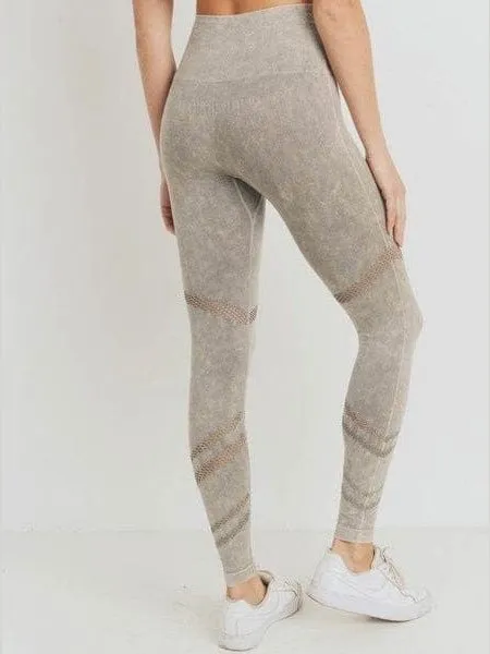 Angled Perforation Mineral Wash Seamless Leggings