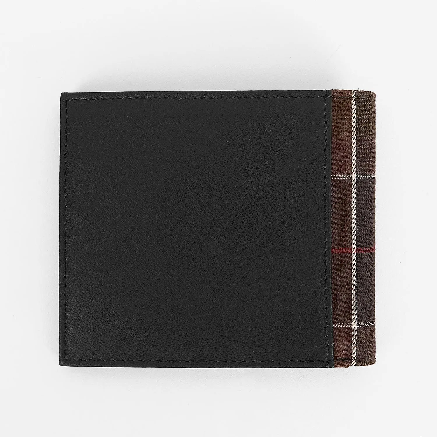 Barbour Leather Wallet & Card Holder Gift Set in Black/Classic Tartan