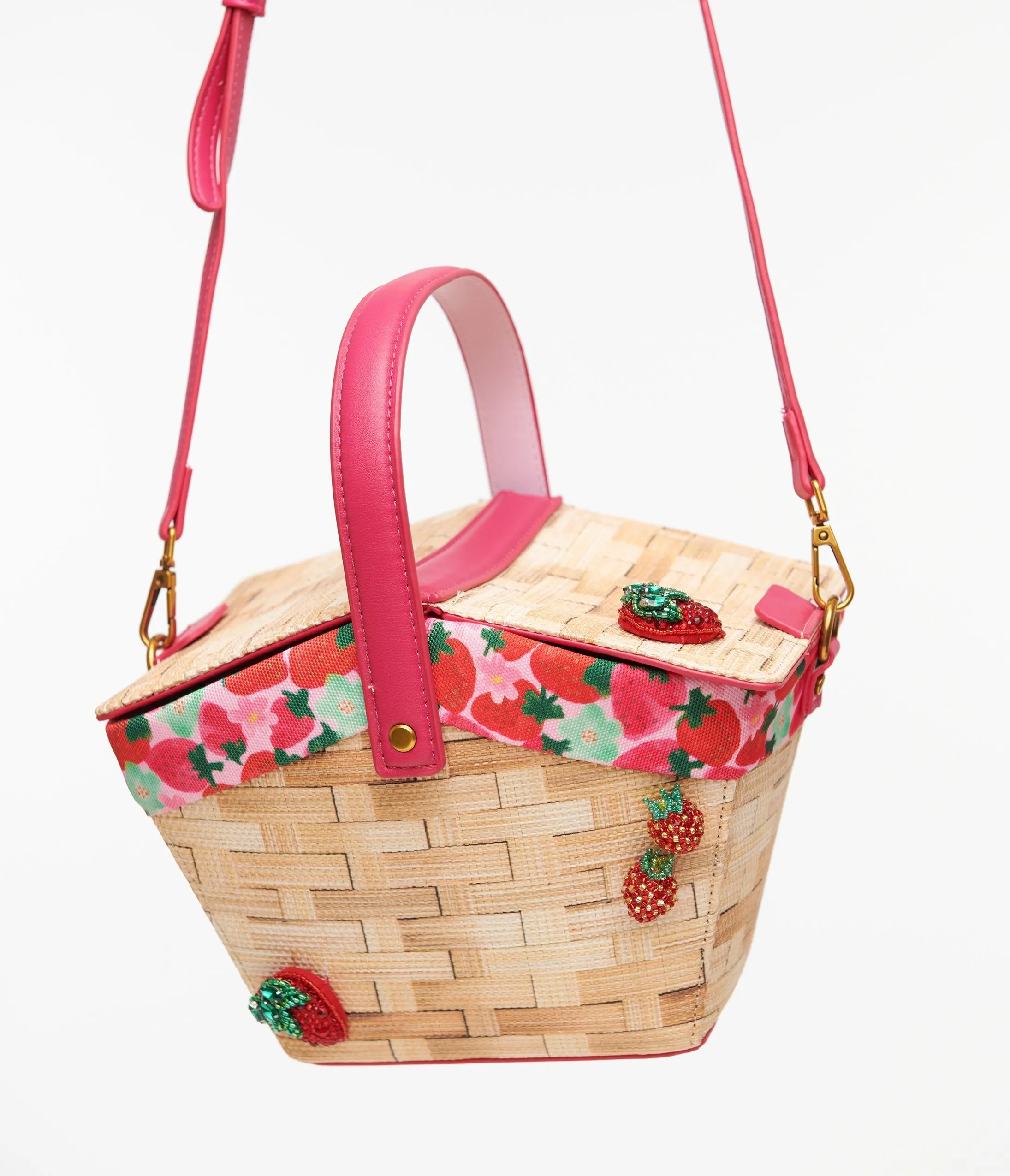 Betsey Johnson Strawberry Picnic Basket Handbag