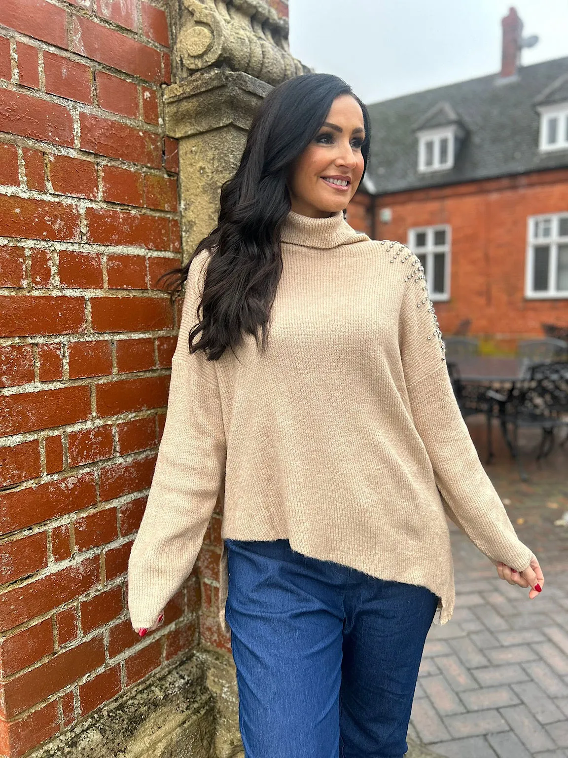 Biscuit Gem Shoulder Knit Claire