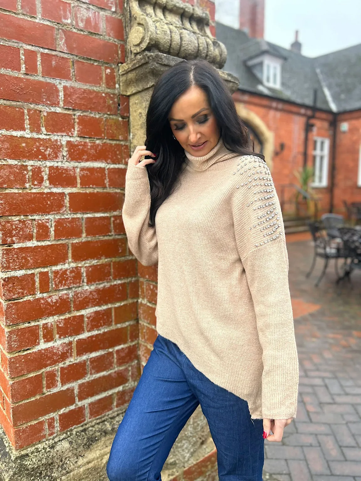 Biscuit Gem Shoulder Knit Claire