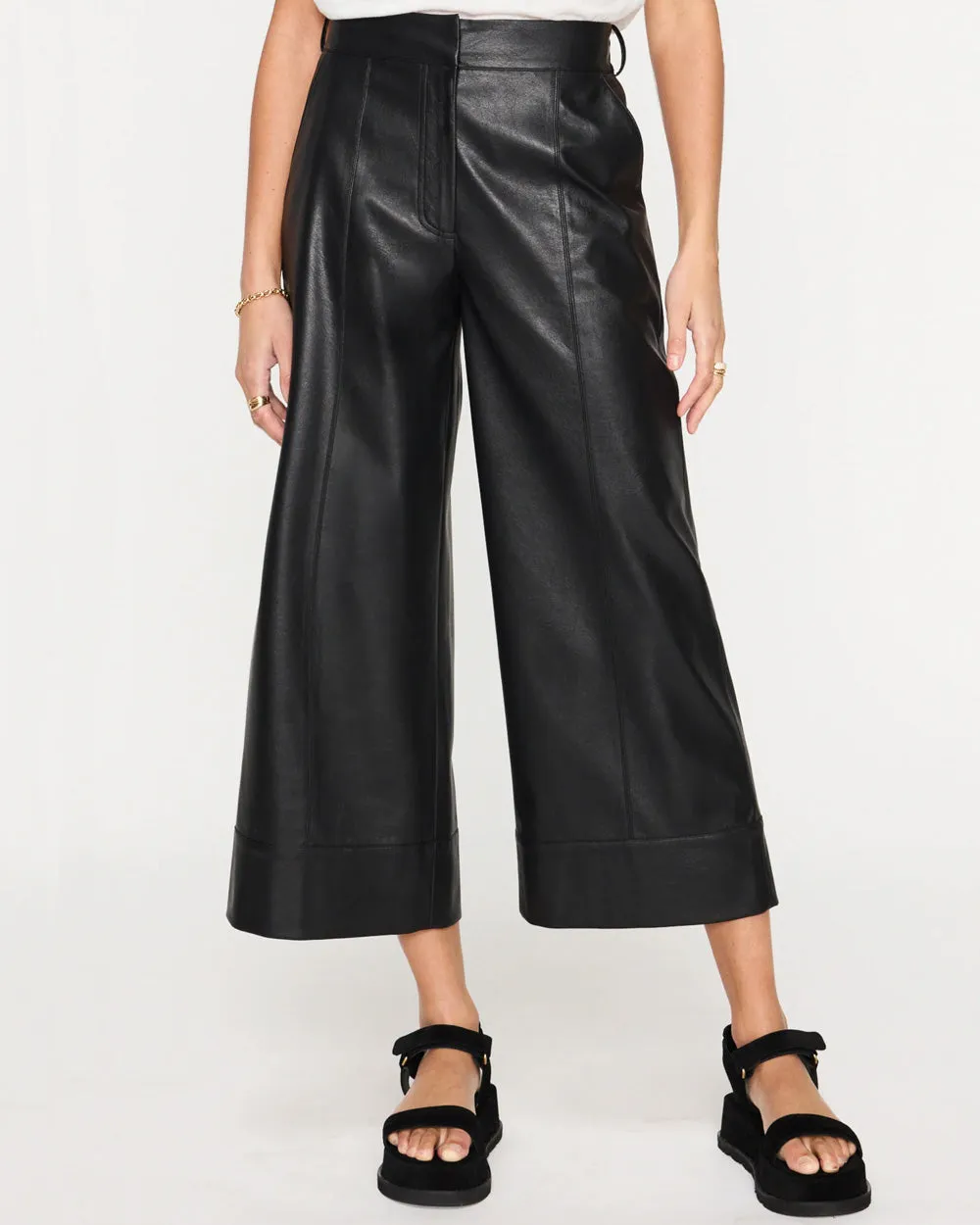 Black Onyx Vegan Leather Odele Cropped Pant