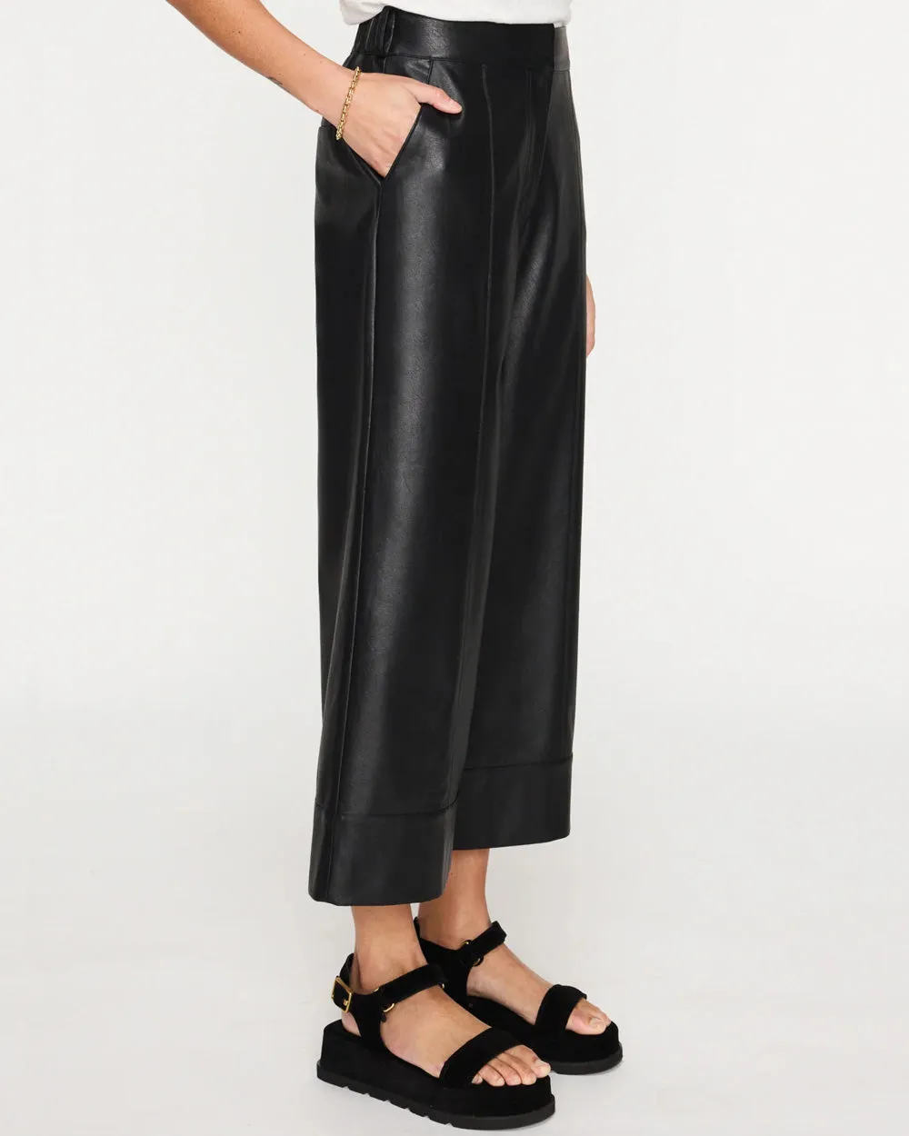 Black Onyx Vegan Leather Odele Cropped Pant