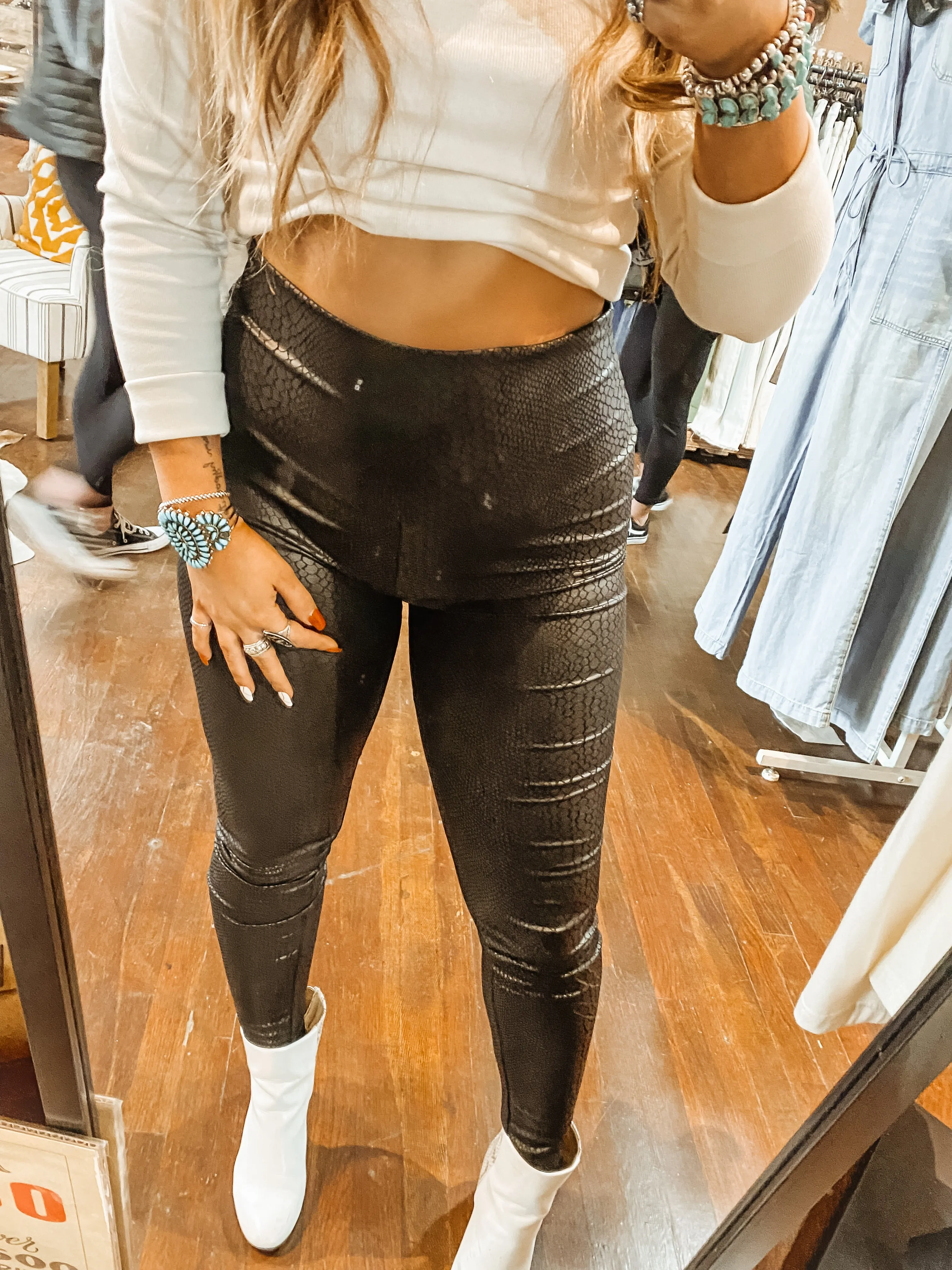 Black Snakeskin Leggings