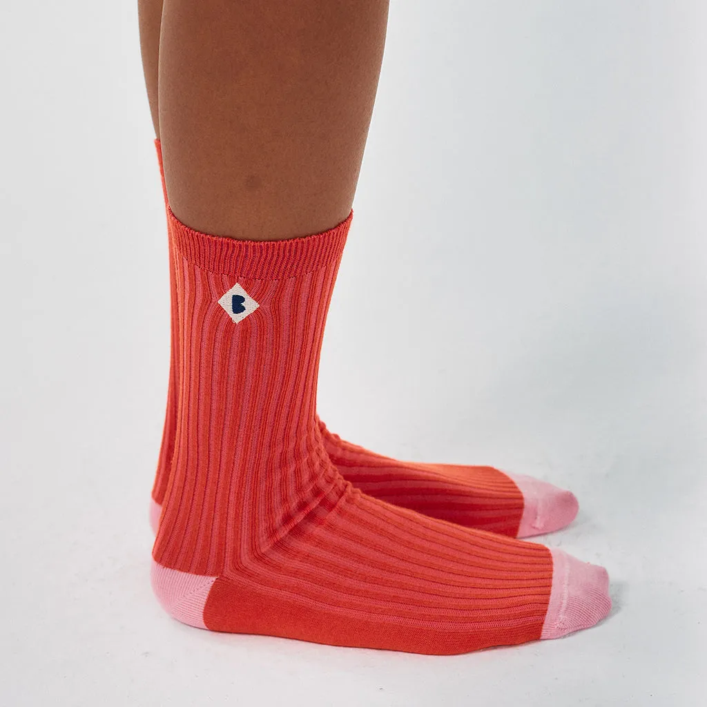 Bobo Choses Adult Unisex Colour Block Long Socks Red