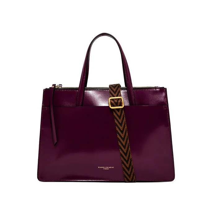 BORSA EMPIRE A MANO PELLE LUCIDA Donna Grape