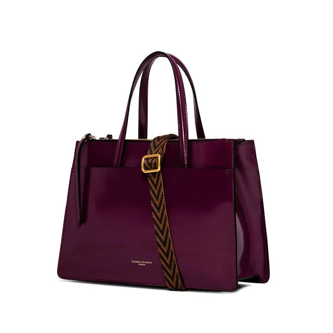 BORSA EMPIRE A MANO PELLE LUCIDA Donna Grape