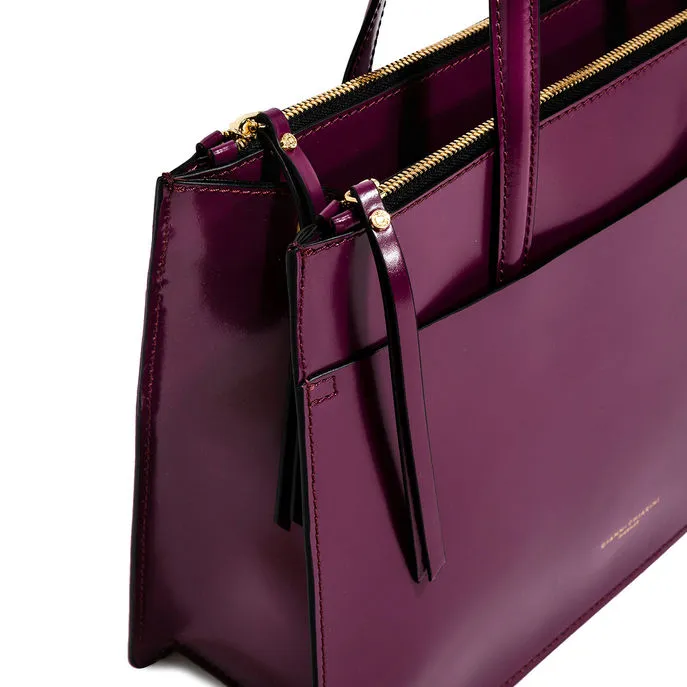 BORSA EMPIRE A MANO PELLE LUCIDA Donna Grape