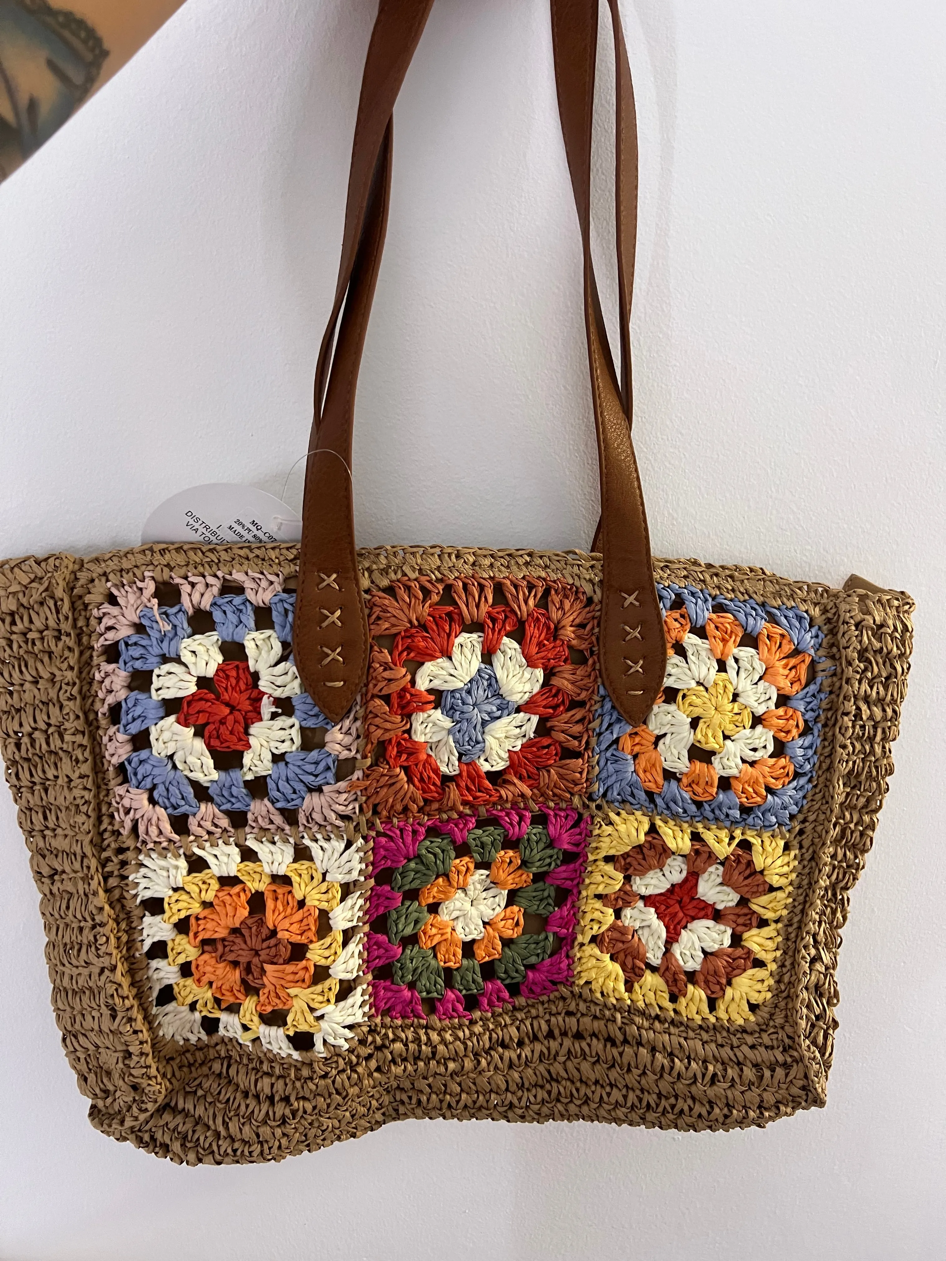 Borsa in rafia patchwork