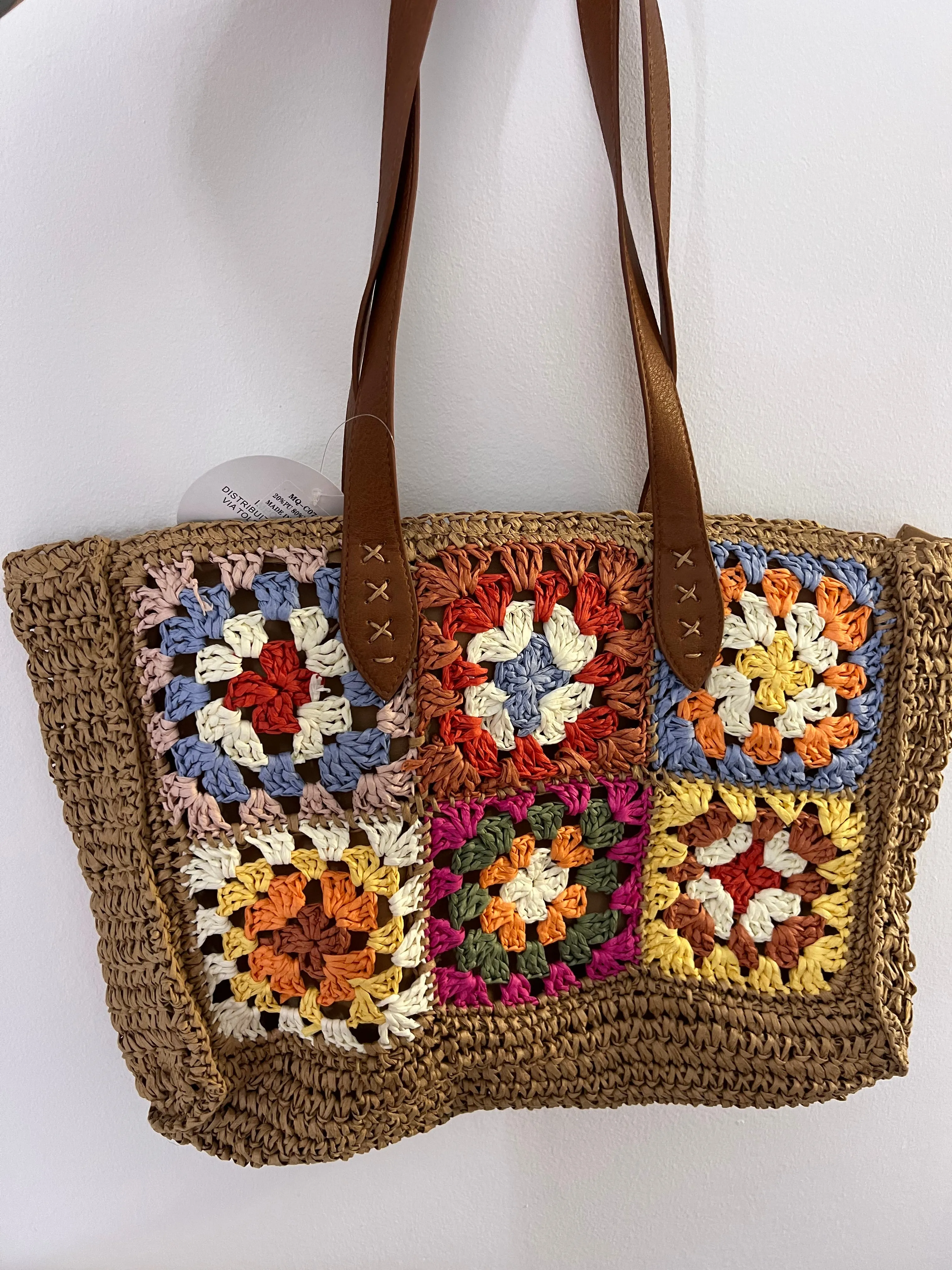 Borsa in rafia patchwork