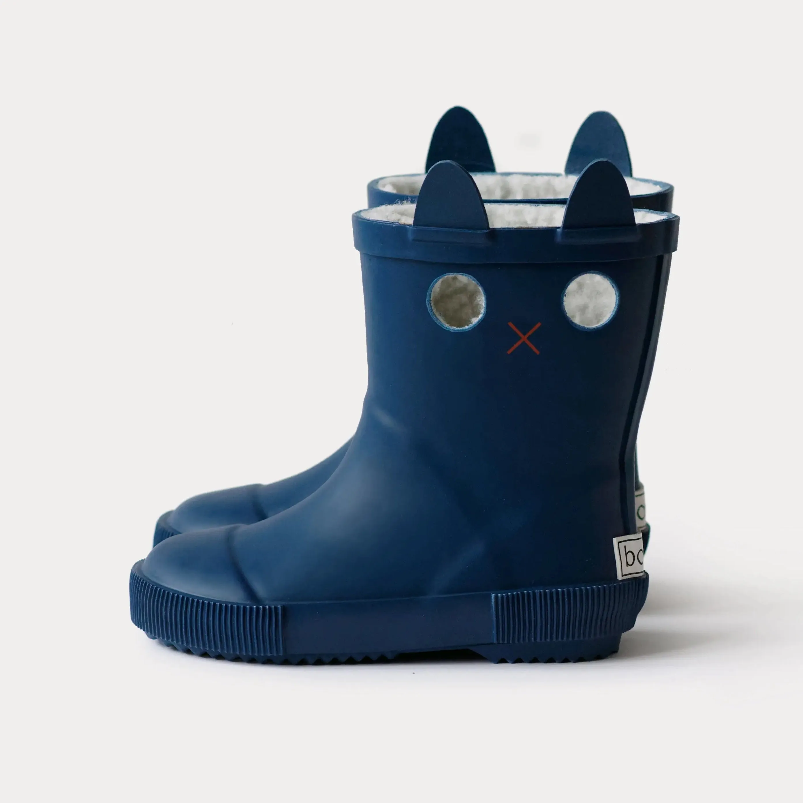 BOXBO Kids LookiCat Blue Winter Rain Boots with Fur