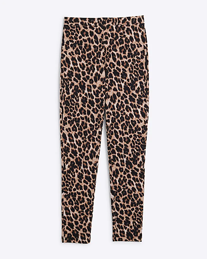 Brown high waisted leopard print leggings