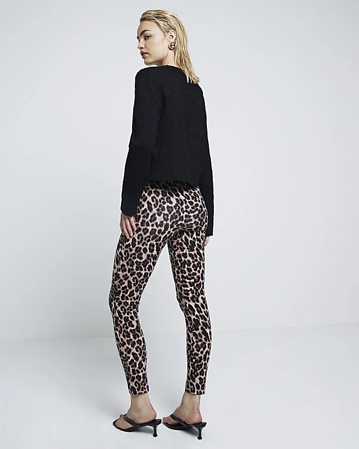 Brown high waisted leopard print leggings