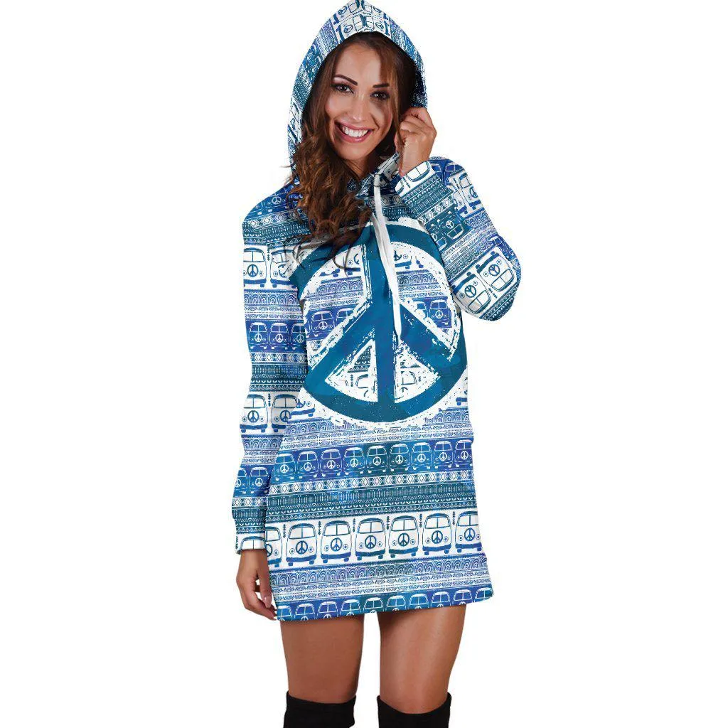 Bus and Peace Hippie Women's Hoodie Dress