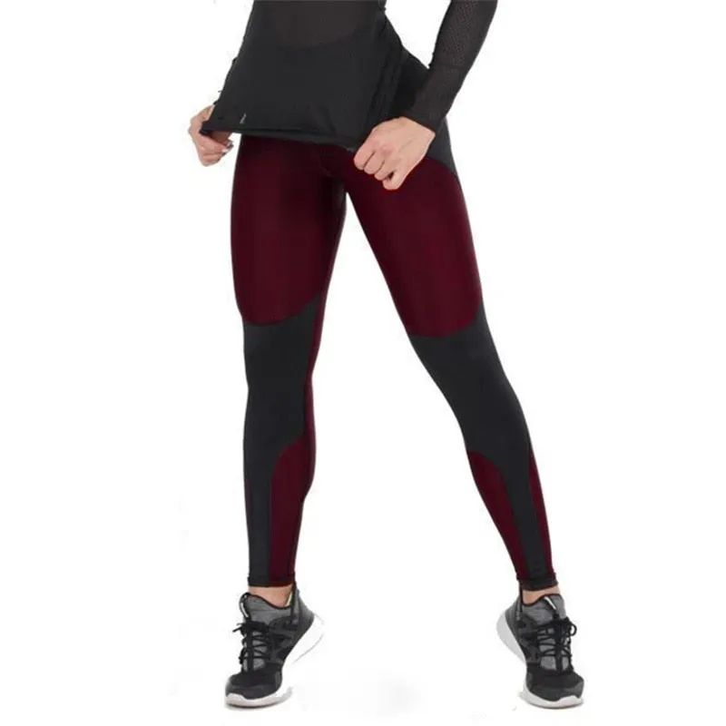 Casual Women Leggings Fitness High Waist Elastic Push Up Color Block Patchwork Ankle Length Spandex Leggings