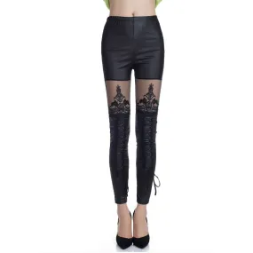 Casual Women Leggings High Waist Elastic Push Up Mesh Patchwork Cross Strap Ankle Length Spandex Leggings