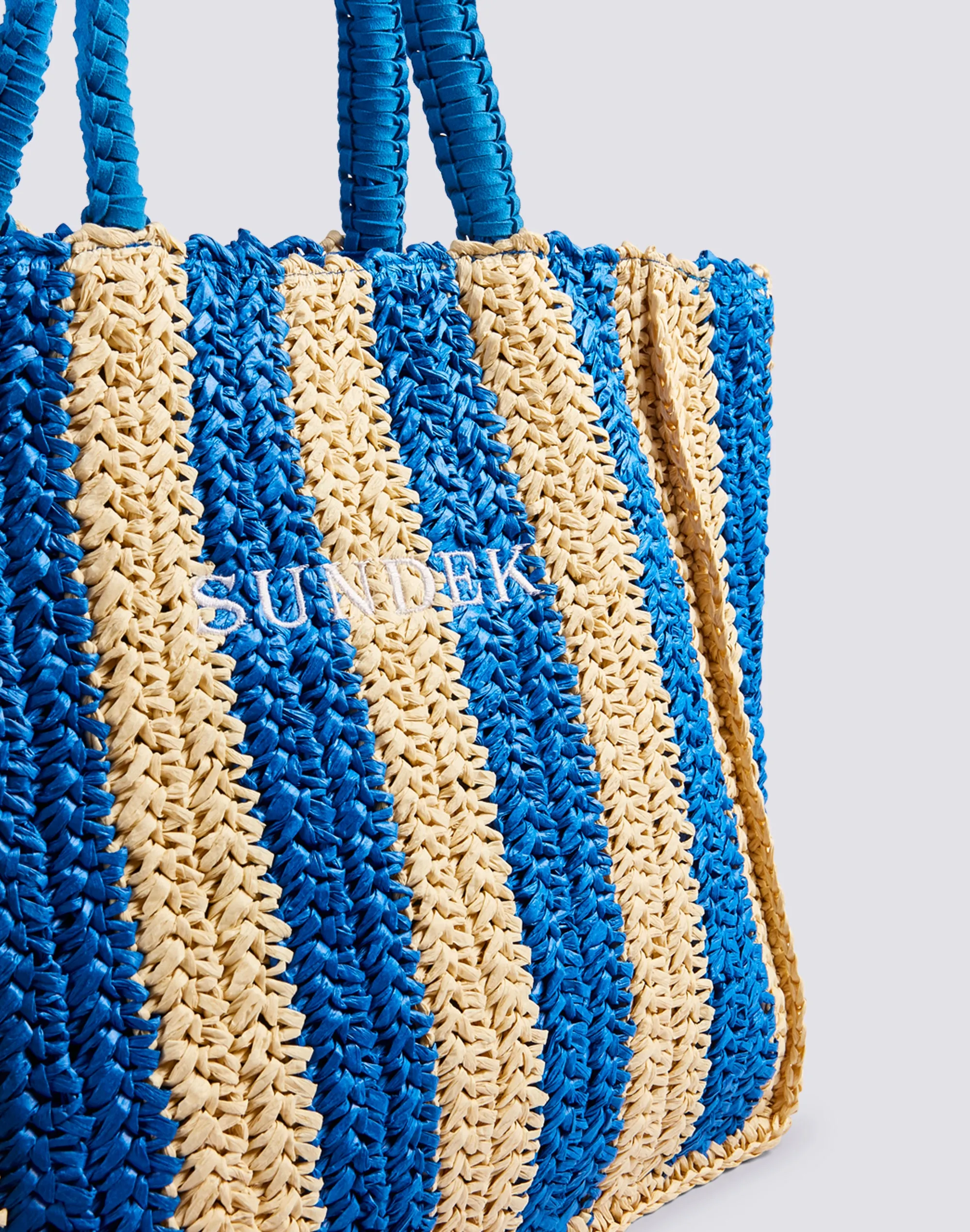 CHOU - BORSA IN PAPER STRAW CON LOGO RICAMATO