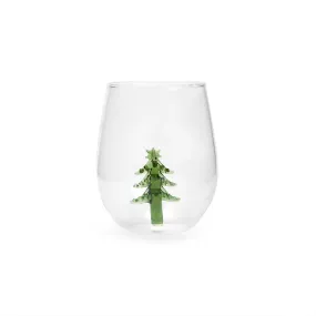 Christmas Tree Stemless Wine Glass