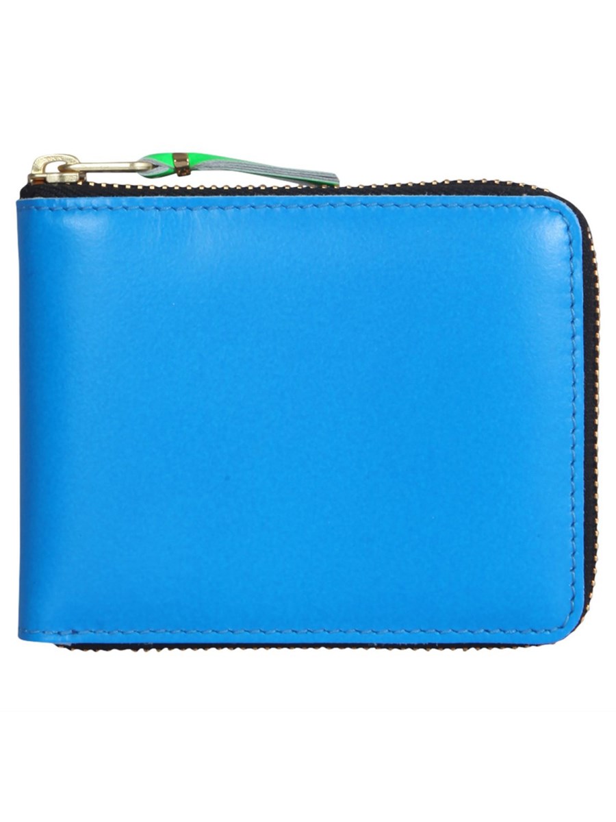 COMME DES GARCONS WALLET    SUPER FLUO LEATHER WALLET WITH ZIPPER