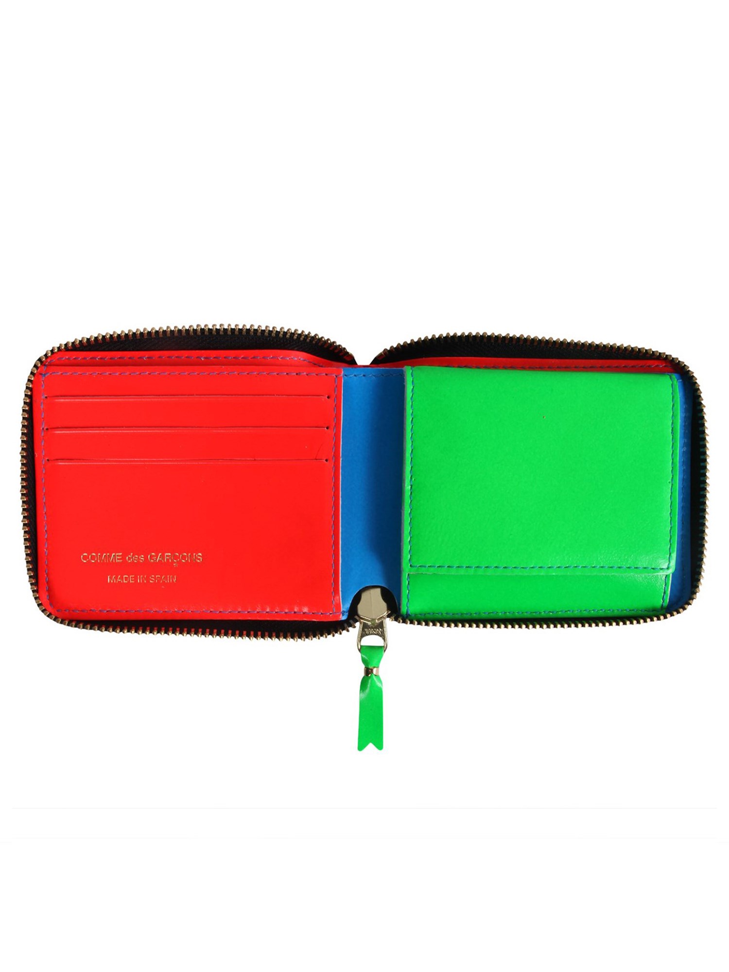 COMME DES GARCONS WALLET    SUPER FLUO LEATHER WALLET WITH ZIPPER