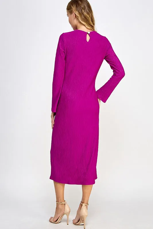 Crinkle Long Sleeve Midi Dress