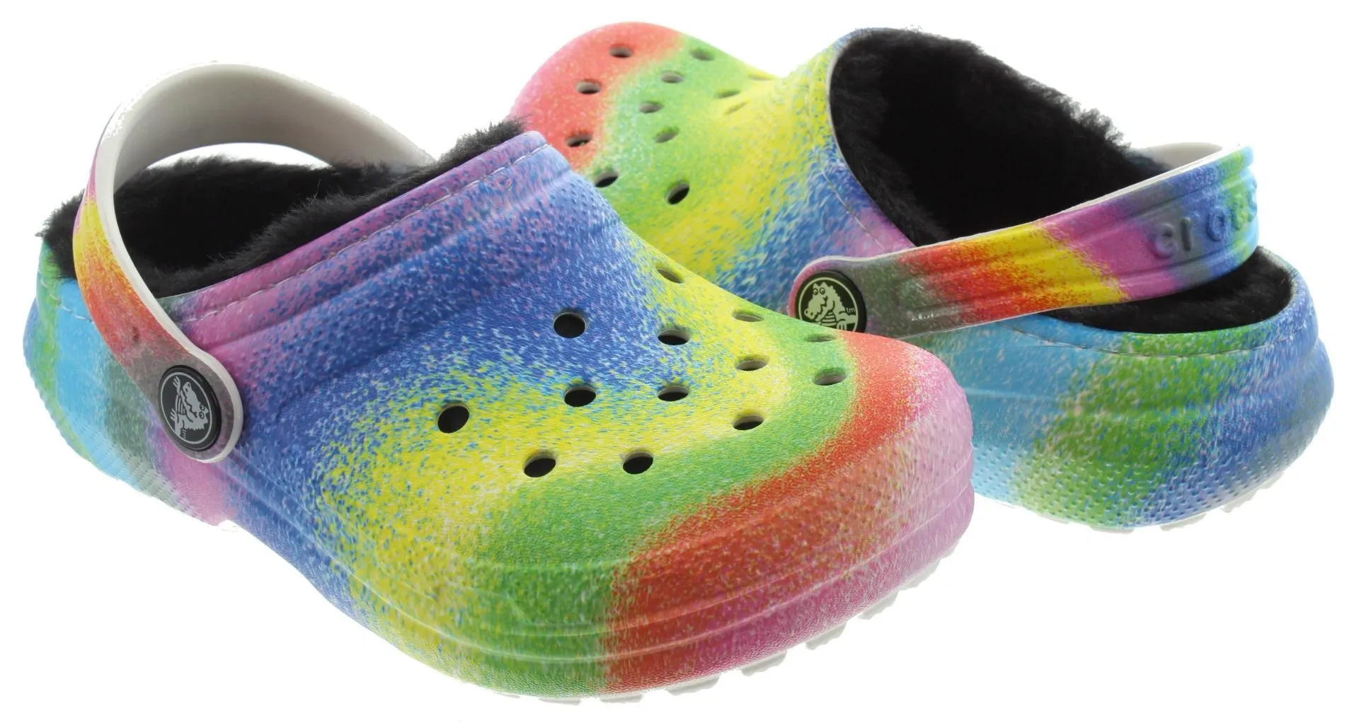 CROCS Kids Classic Lined Clogs In Spray Dye Multi