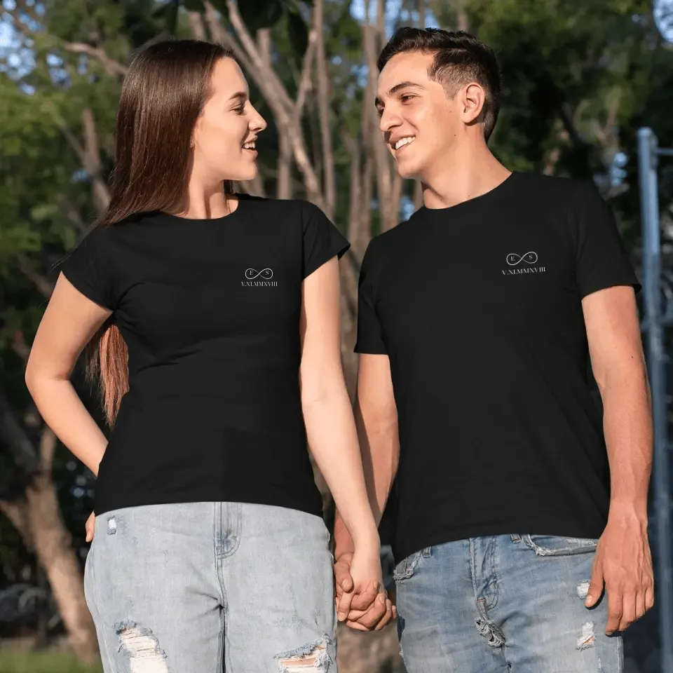 Custom Couple T-Shirt With Infinity Sign And Date