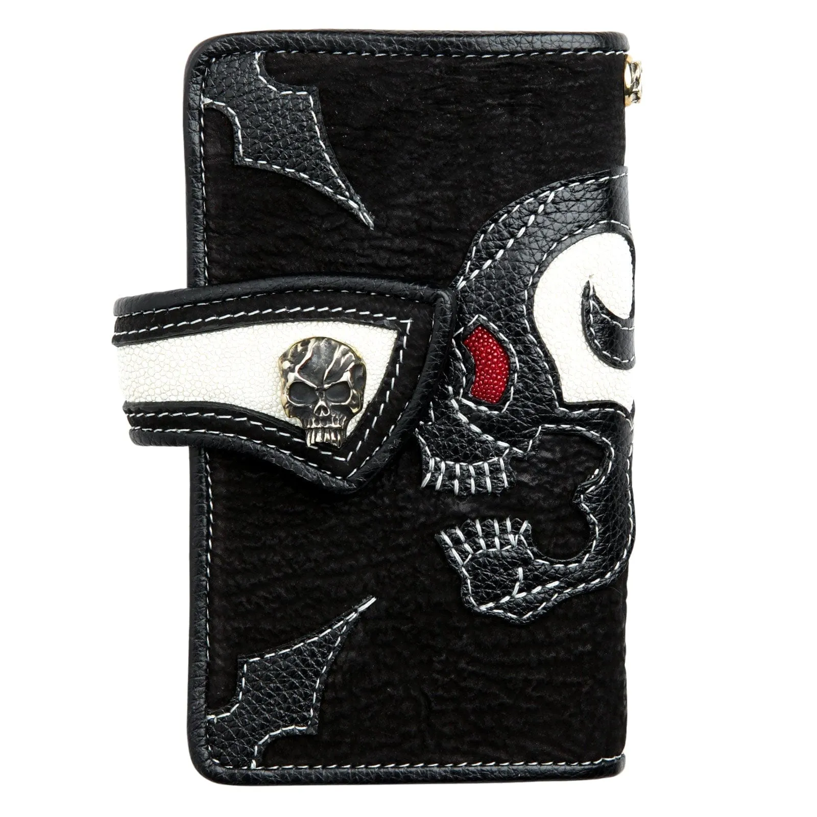 Custom Genuine Leather Harley Motorcycle Skull Biker Wallet