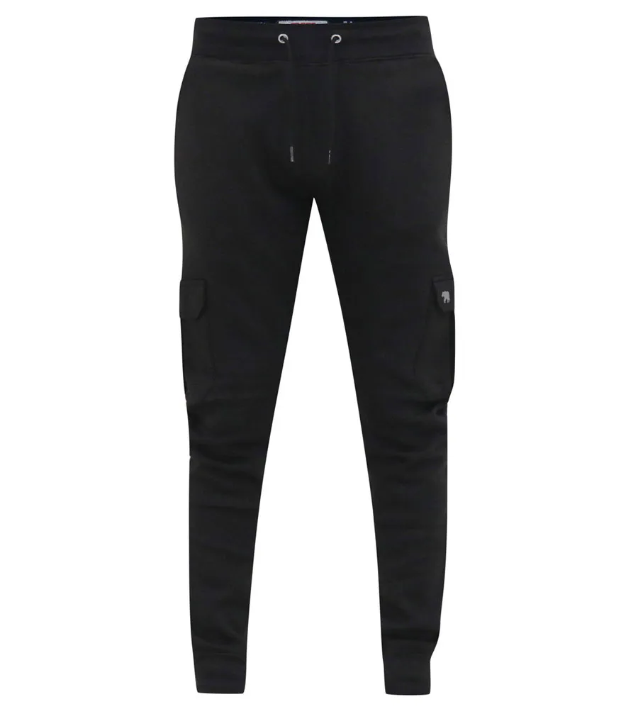 D555 Tall Mens Black Joggers With  Cargo Pocket and Ribbed Cuffs (TILDEN 2)