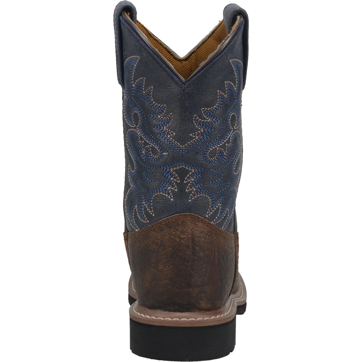 Dan Post Kids Boys Rust/Blue Brantley 8in Square Cowboy Boots Leather