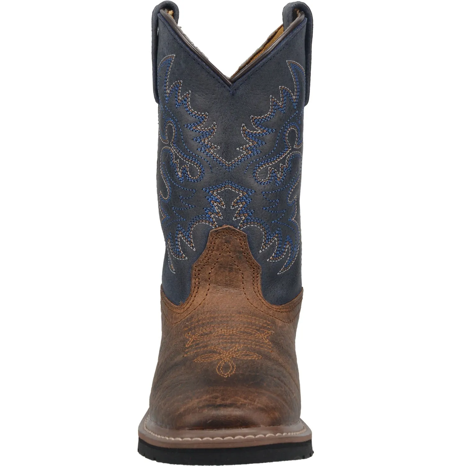 Dan Post Kids Boys Rust/Blue Brantley 8in Square Cowboy Boots Leather