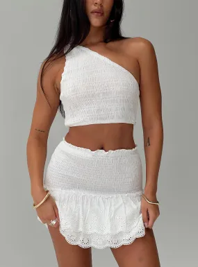 Dishy One Shoulder Top White