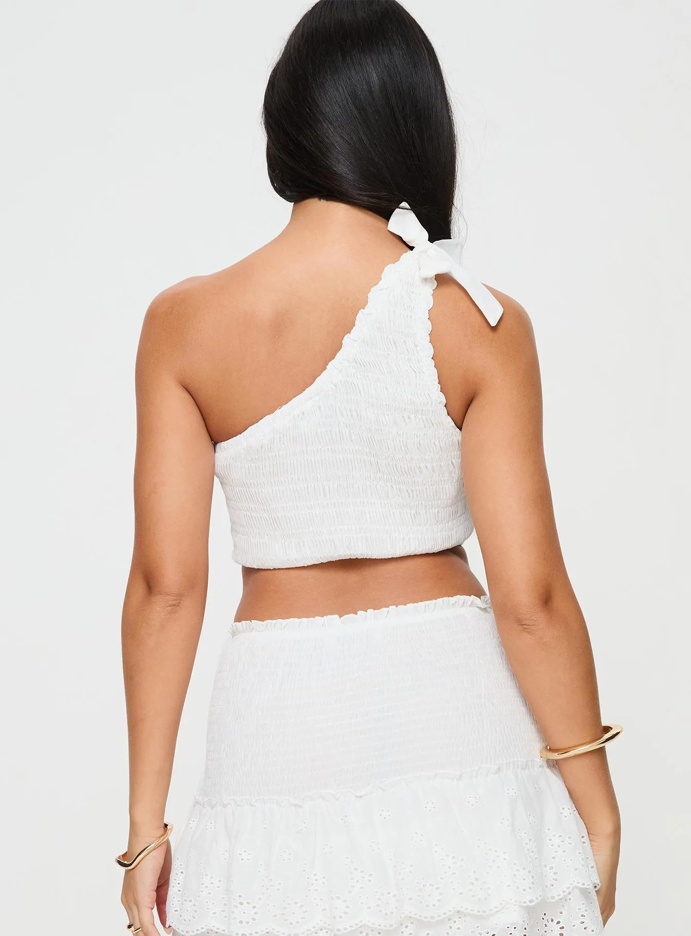 Dishy One Shoulder Top White