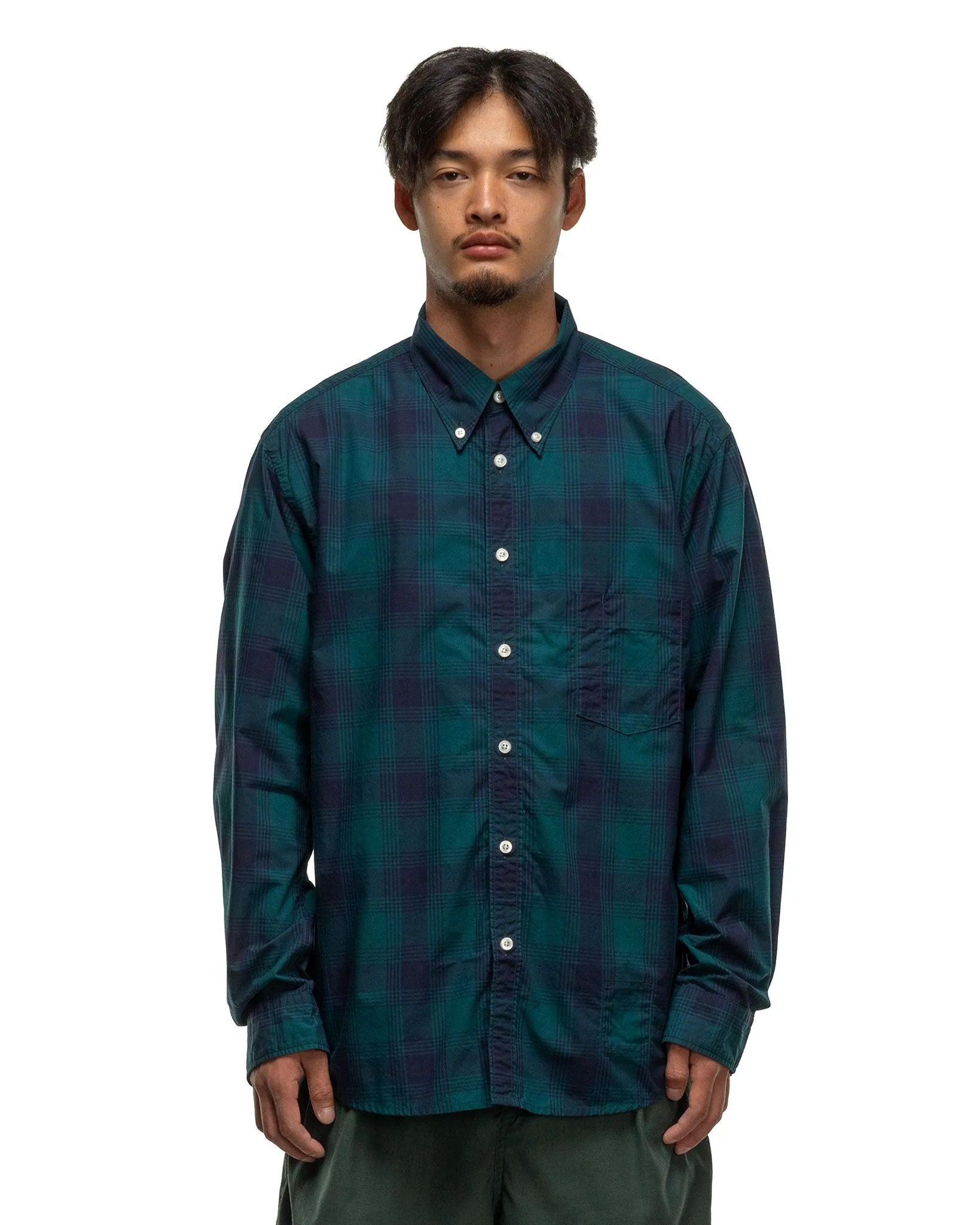 Dweller L/S B.D. Shirt Cotton Typewriter Tartan Check Green