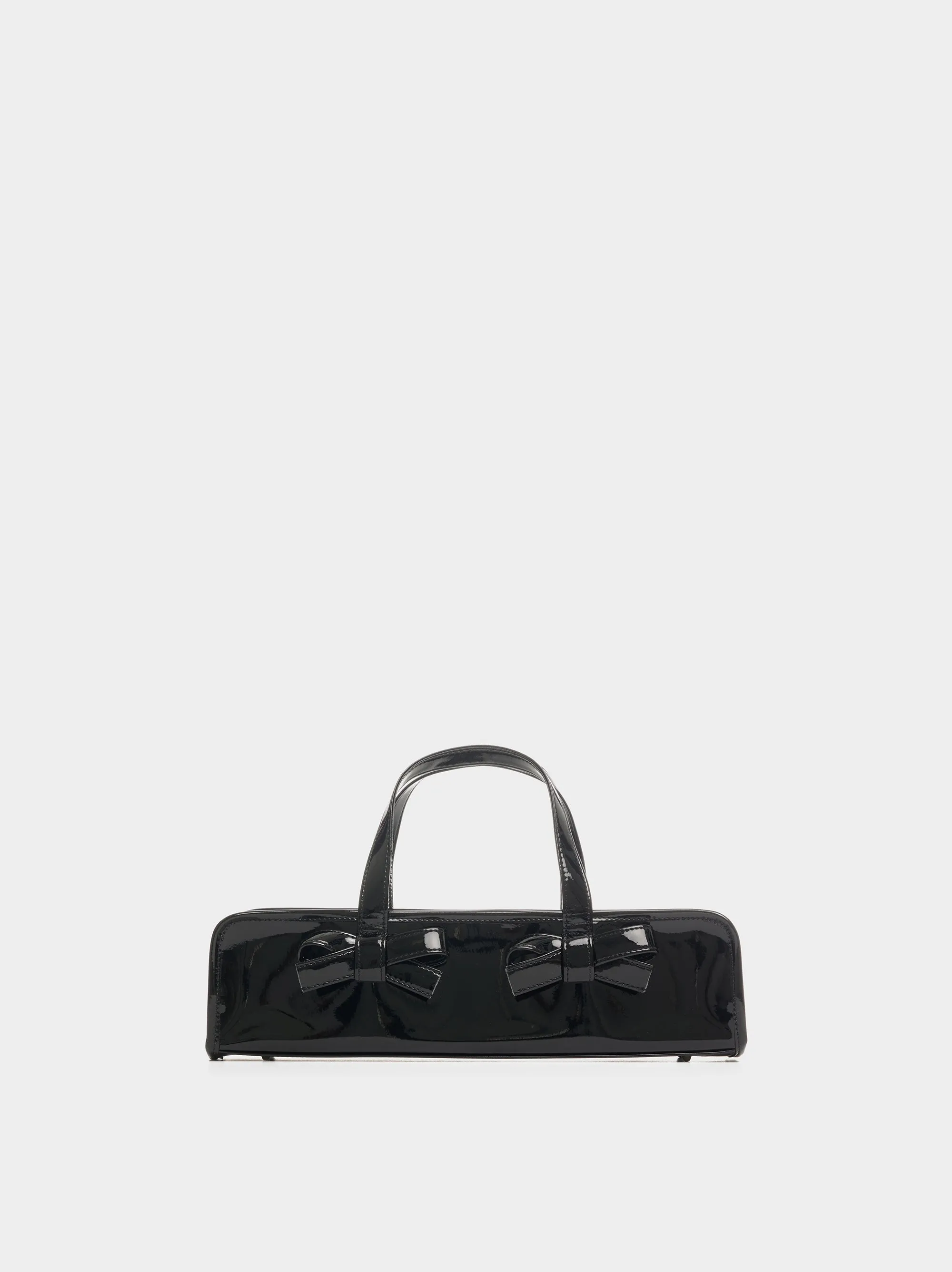 Elongated Leather Tote Bag, Black