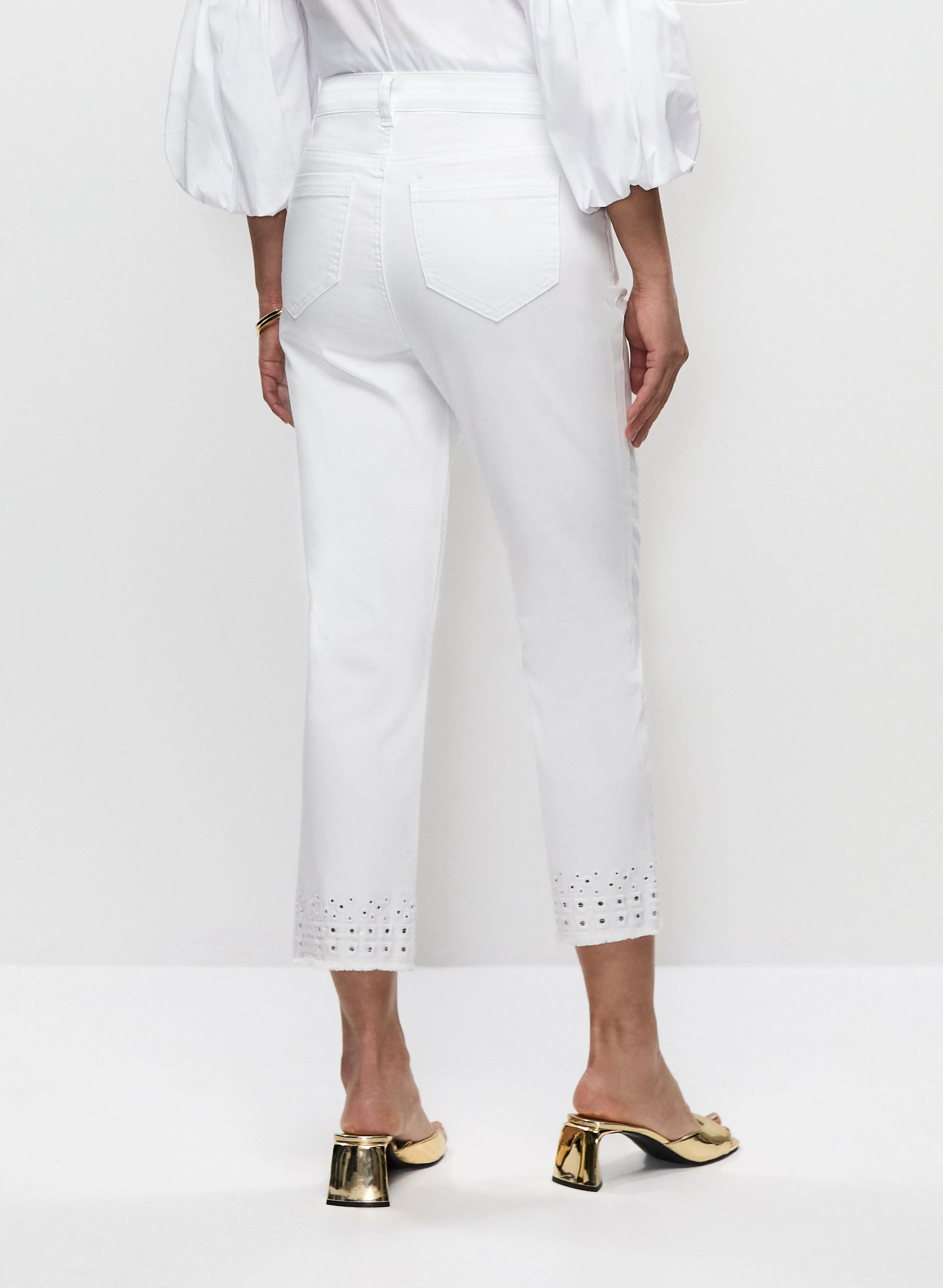 Eyelet Hem Denim Capris