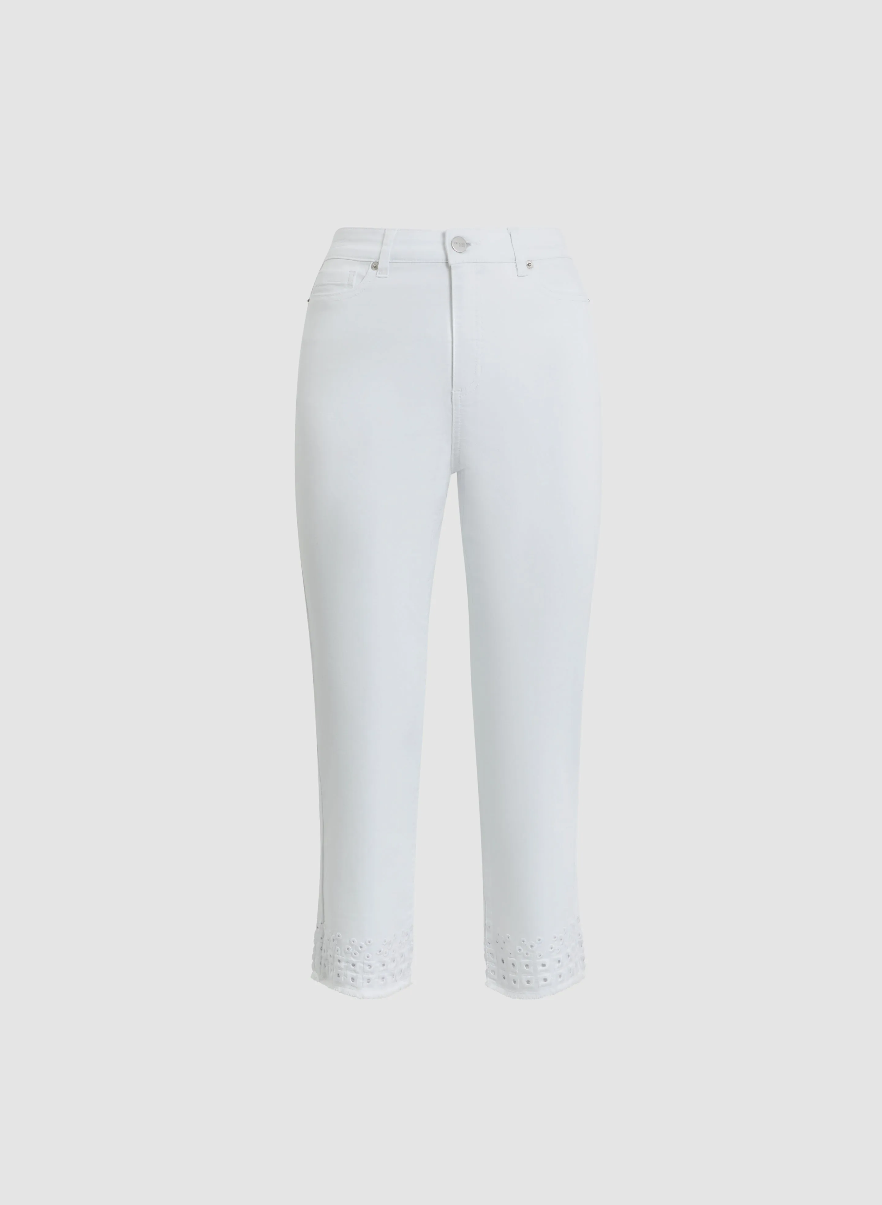 Eyelet Hem Denim Capris