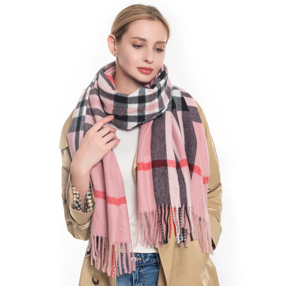 Fashion Check Tassel Oblong Scarf (2 Colors)