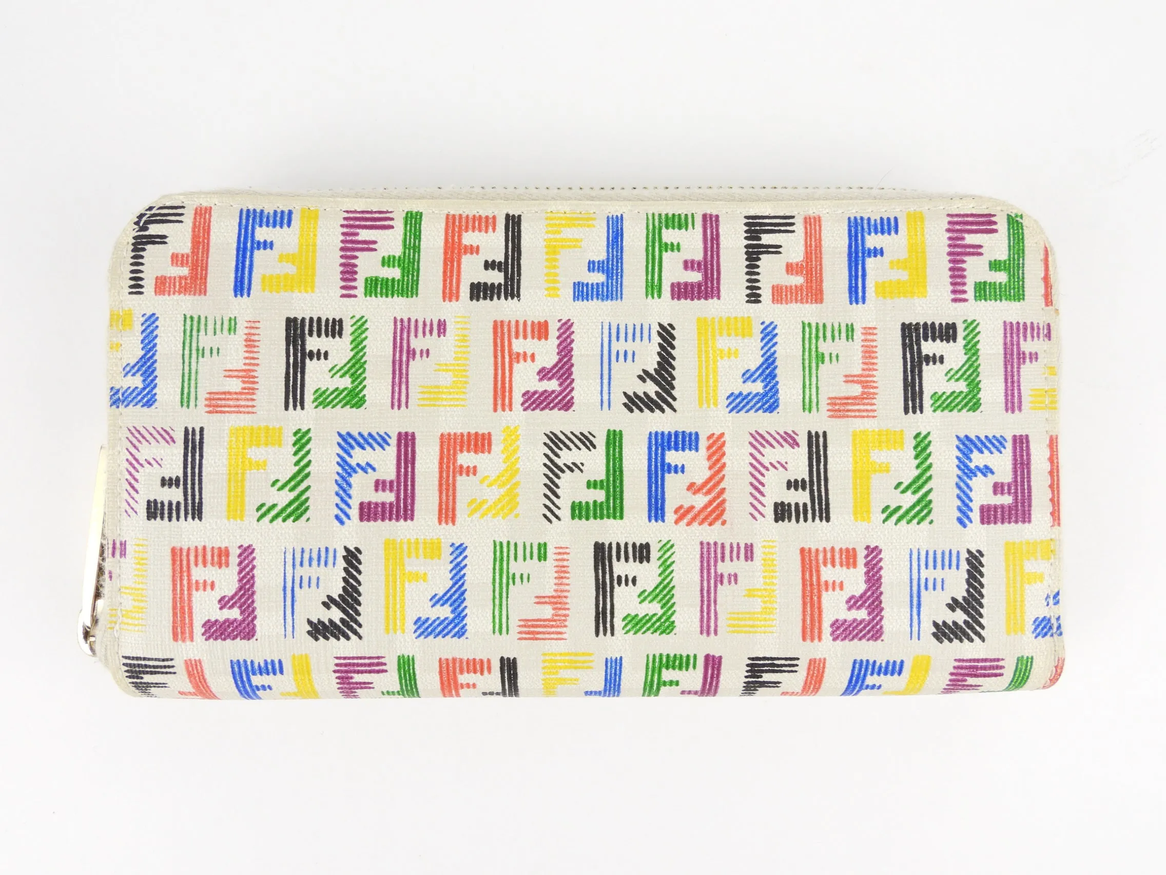 Fendi Rainbow Zucca FF Monogram Zip Wallet