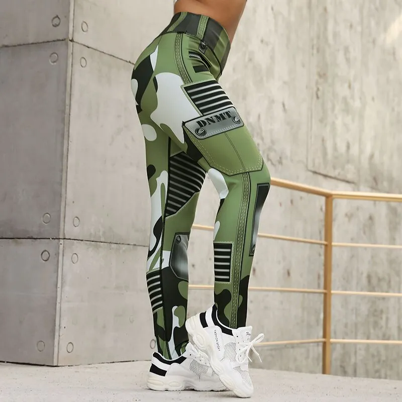 Fitness Women Leggings Fashion Camouflage Print High Waist Elastic Push Up Ankle Length Spandex Leggings