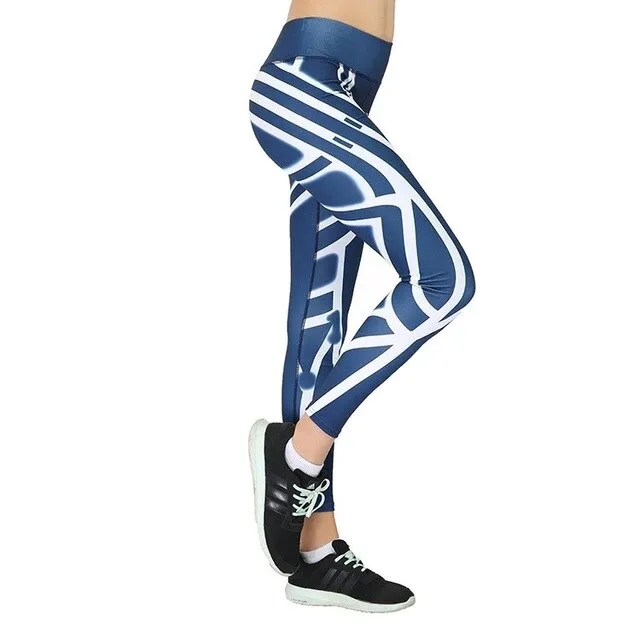 Fitness Women Leggings Fashion Print Mid Waist Elastic Push Up Ankle Length Polyester Legging Casual Femme Leggings