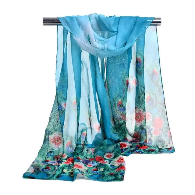 Good quality Women Chiffon scarf Print Soft Warm Scaves For Women Long Voile Shawls and Wraps echarpe hiver femme #1201 GS