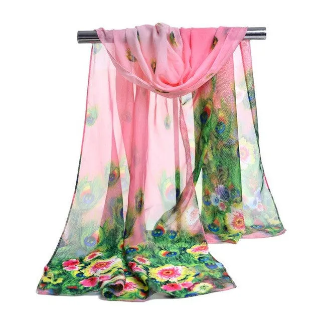 Good quality Women Chiffon scarf Print Soft Warm Scaves For Women Long Voile Shawls and Wraps echarpe hiver femme #1201 GS