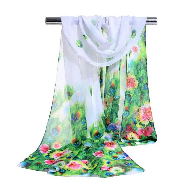 Good quality Women Chiffon scarf Print Soft Warm Scaves For Women Long Voile Shawls and Wraps echarpe hiver femme #1201 GS