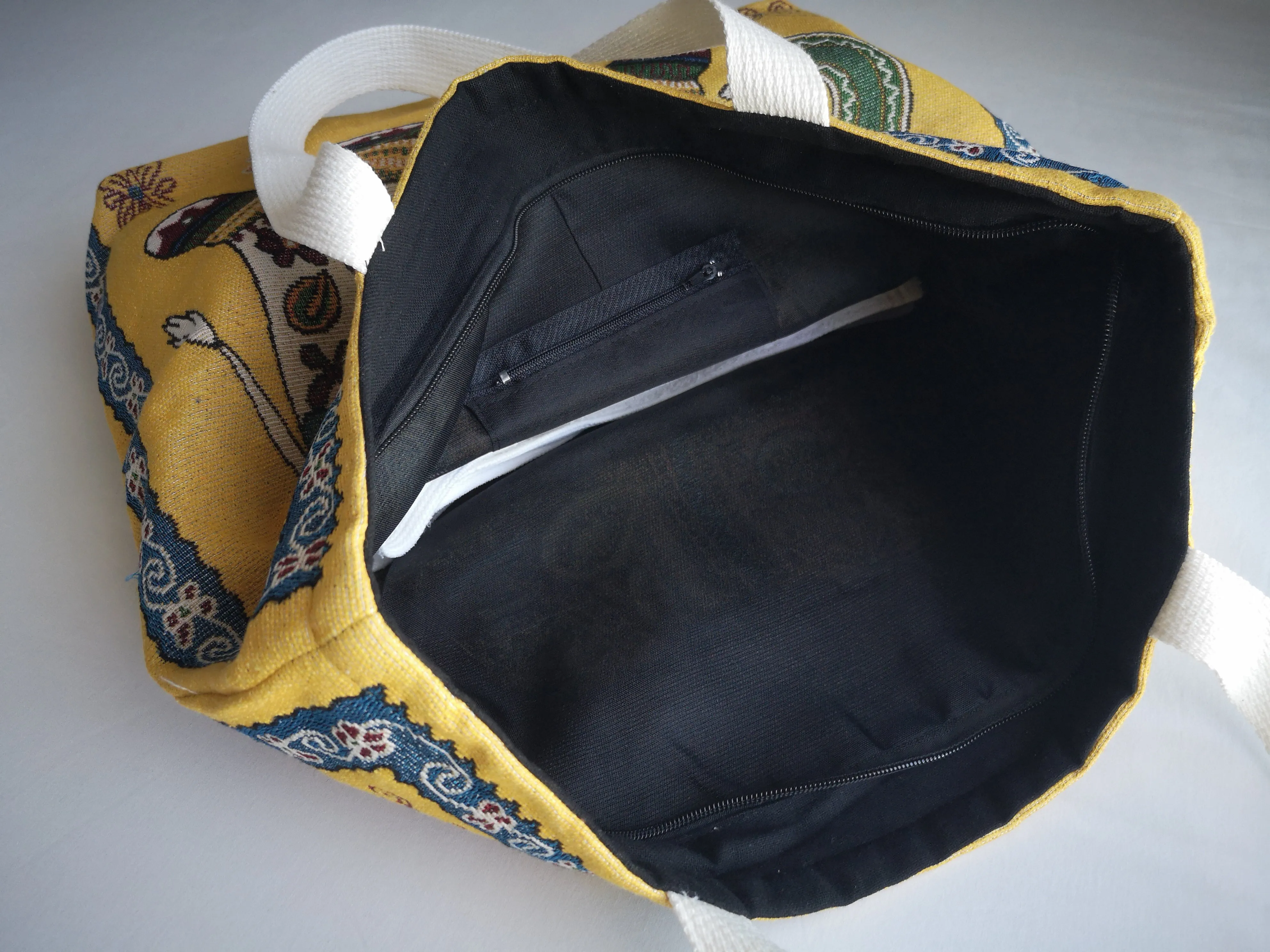 Handmade Yellow Mustard Elephant Tapestry Bag